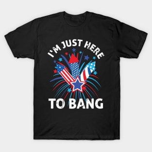 Four of July Outfit Gift I'm just here to bang T-Shirt